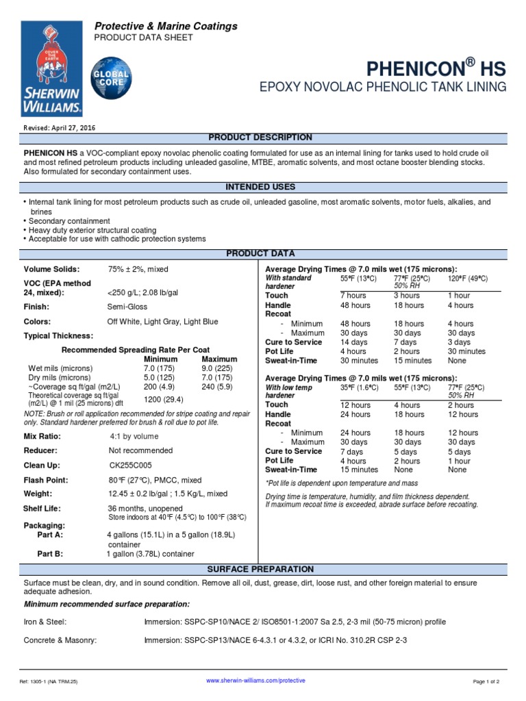 Phenicon® HS | PDF | Gasoline | Epoxy