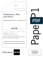 Governance, Risk and Ethics: September/December 2017 - Sample Questions
