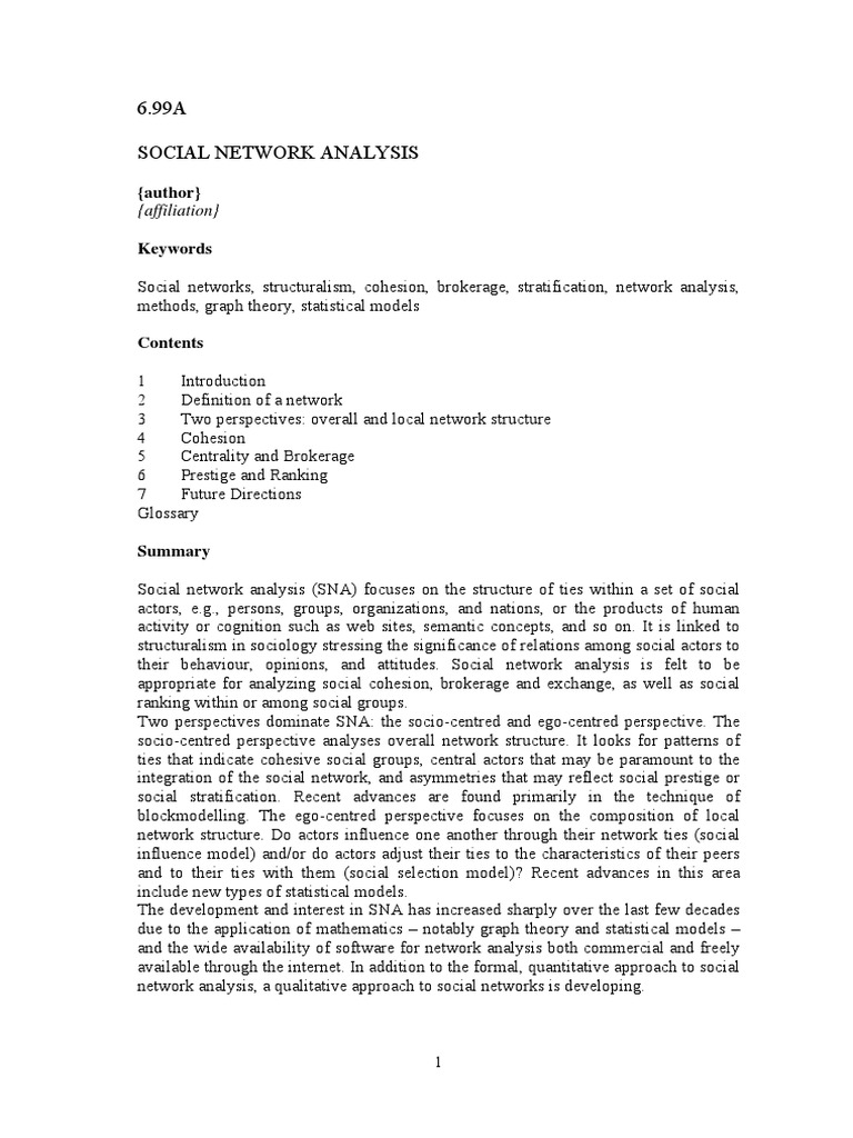 Social Network Analysis and Graph Theory | PDF | Social Network ...