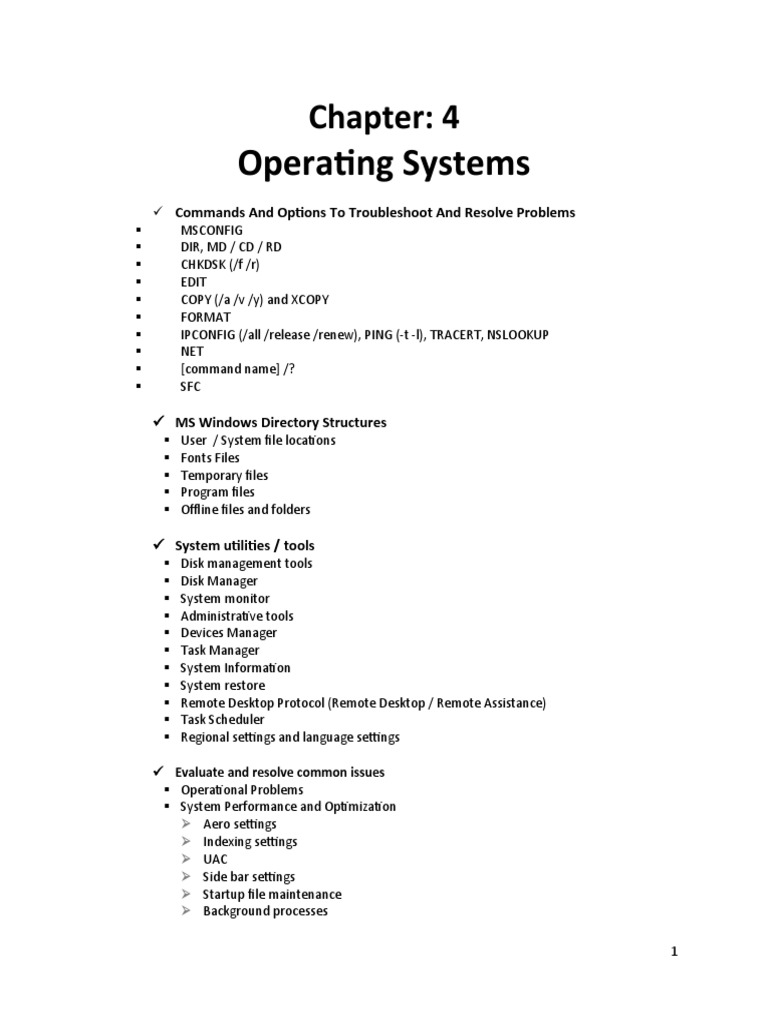 Operating Systems: Commands and Options To Troubleshoot and Resolve ...