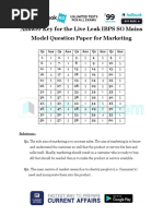 Answer Key for the Live Leak IBPS SO Mains Model Question Paper for Marketing