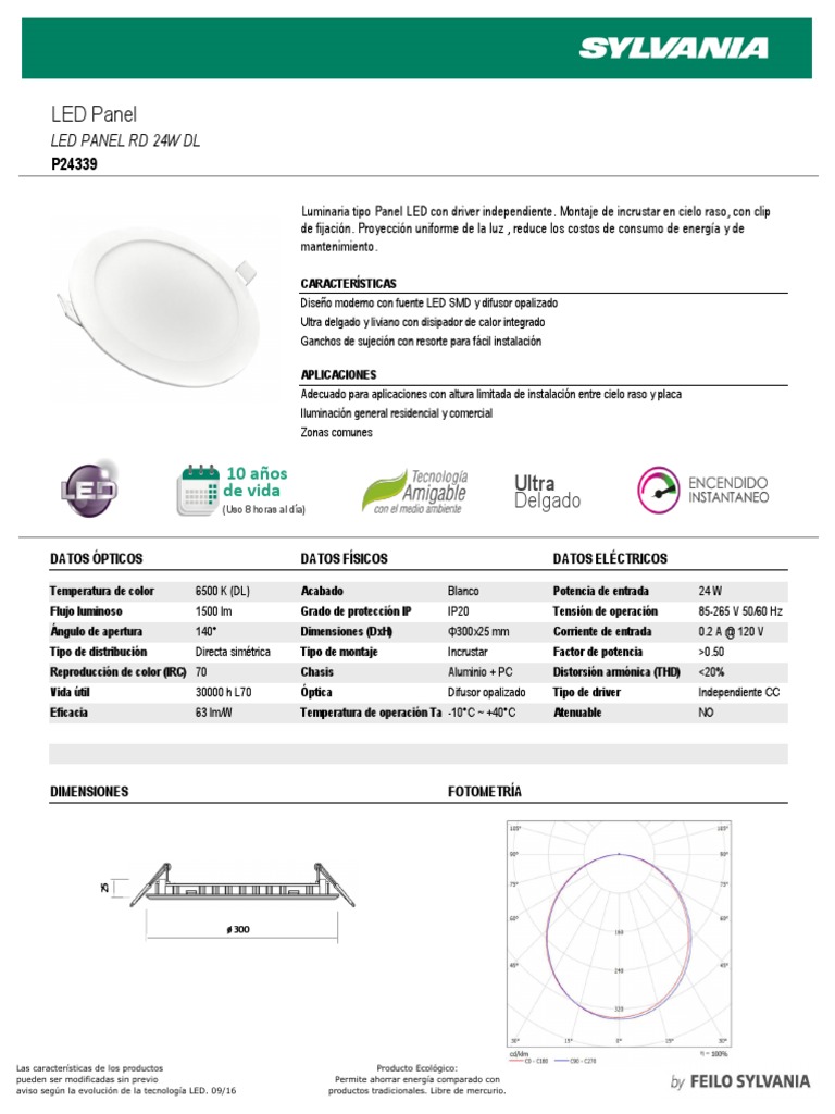 P24339 Led Panel RD 24W DL | PDF | Diodo emisor de luz | Electricidad