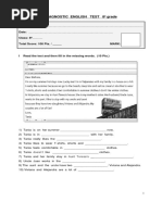 Diagnostic English Test 8º Grade