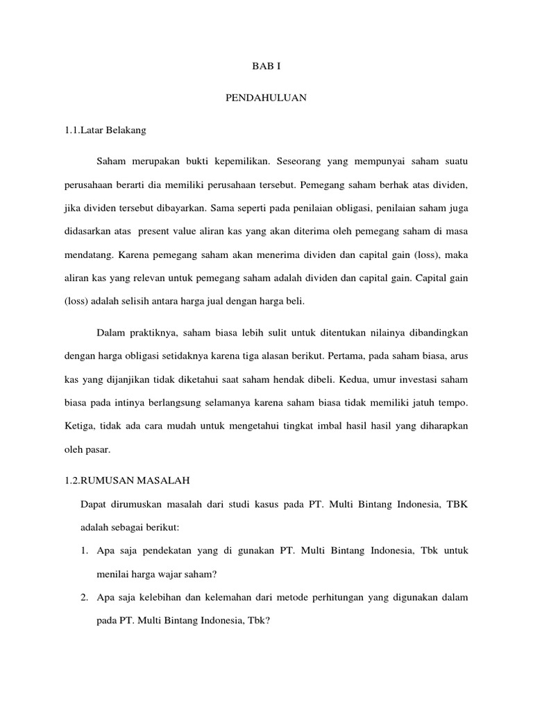 Makalah Penilaian Saham