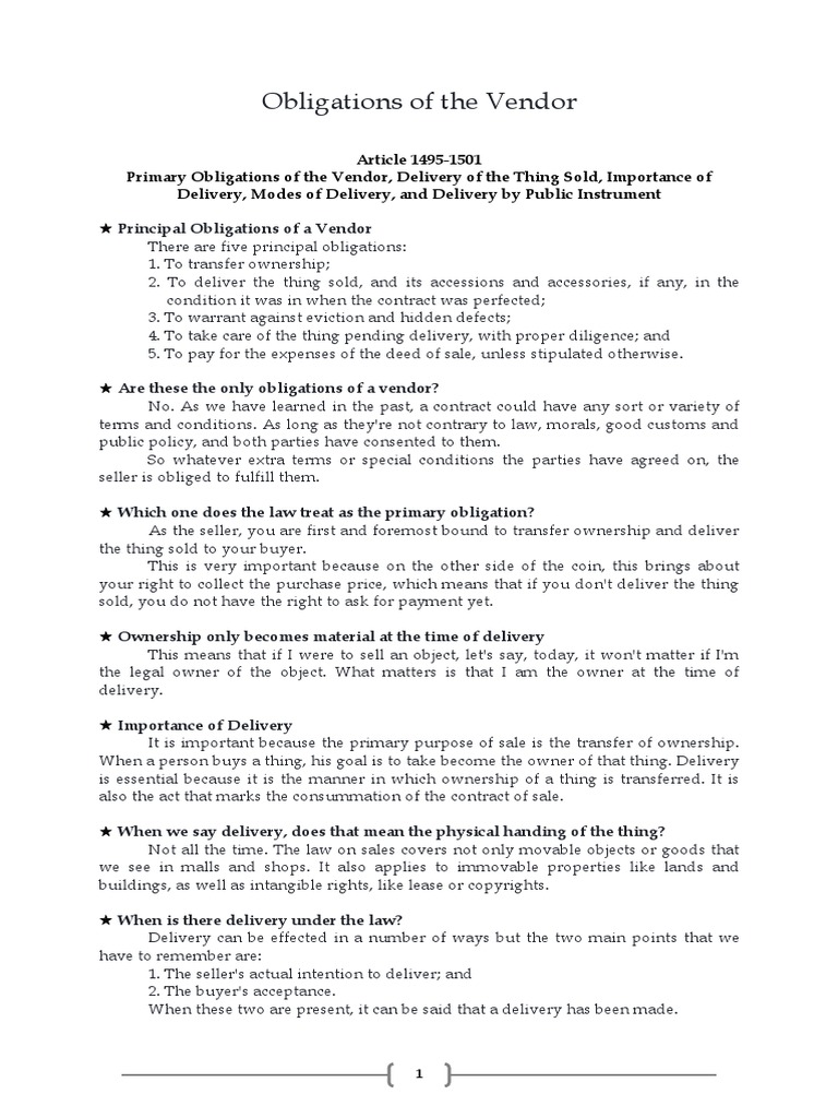 SALES Download Free PDF Implied Warranty Law Of Obligations