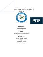 Elaborar Un Escrito Describiendo Los Algoritmos para Factorizar 3 de Estos Casos MATEMATICA