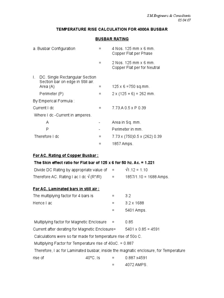 4000A Busbar Temperature Rise Calculation | PDF | Alternating Current ...