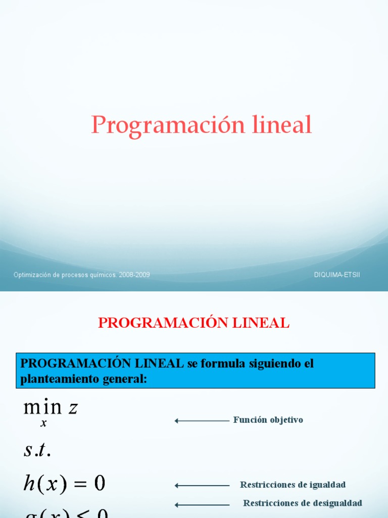 Optimización Química: Programación Lineal | PDF | Optimización ...