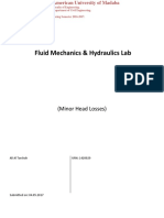 Fluid Mechanics & Hydraulics Lab: (Minor Head Losses)