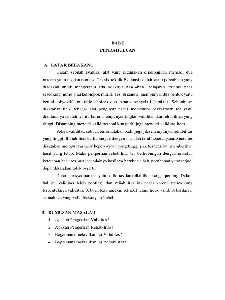 Makalah Uji Validitas Dan Reliabilitas PDF