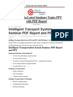 Study Mafia:Latest Seminars Topics PPT With PDF Report Intelligent Transport System Seminar PDF Report and