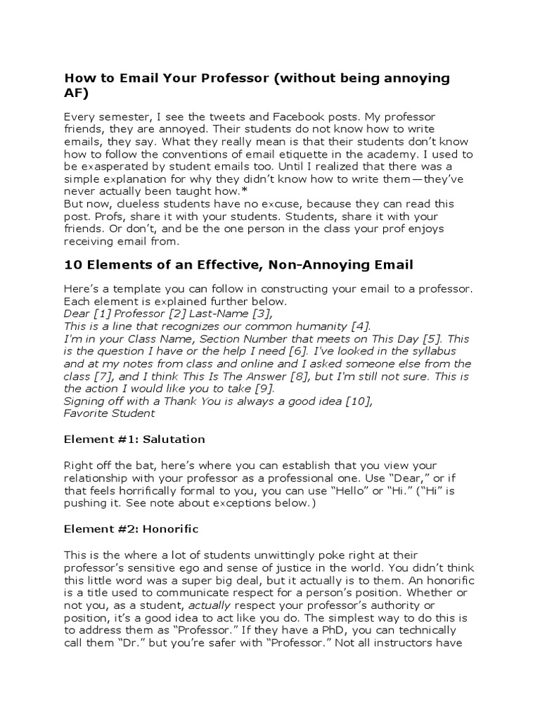 How to Email Your Professor Without Being Annoying Af: Best Practices