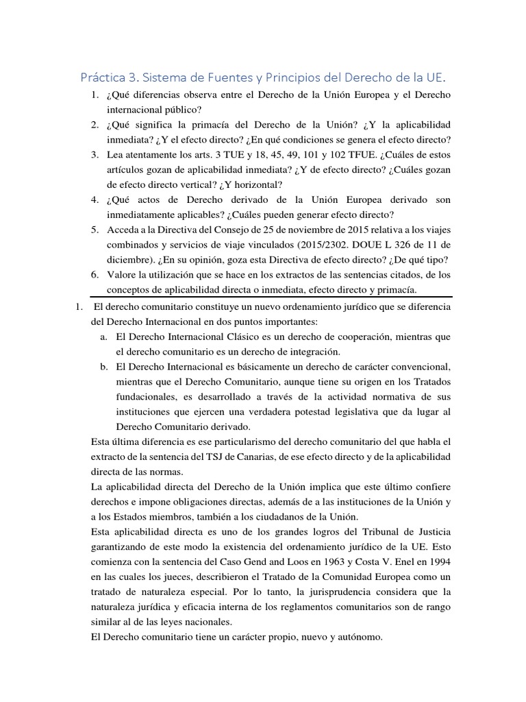 Fuentes y Principios del Derecho UE | PDF | Ley de la Unión Europea ...