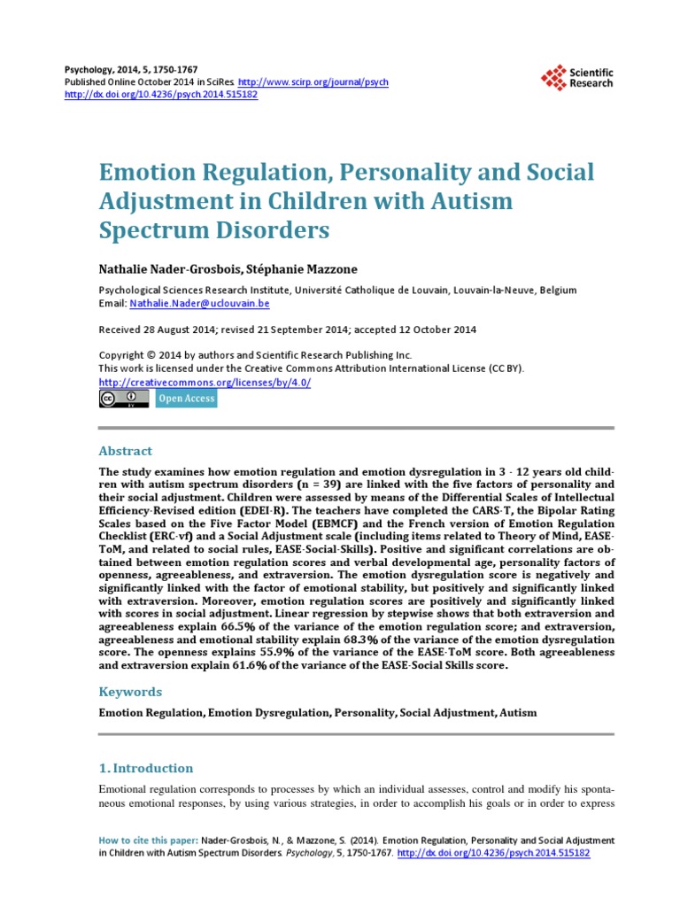Emotional Regulation in Children With Autism | PDF | Emotional Self ...