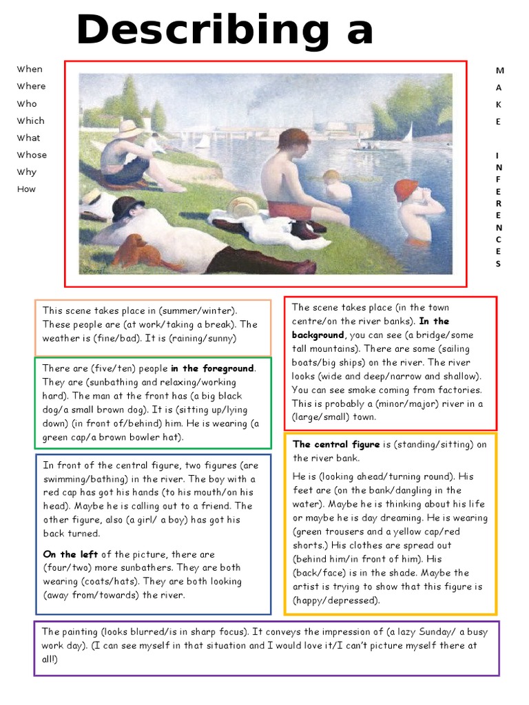 Picture Description Exercises for ESL | PDF
