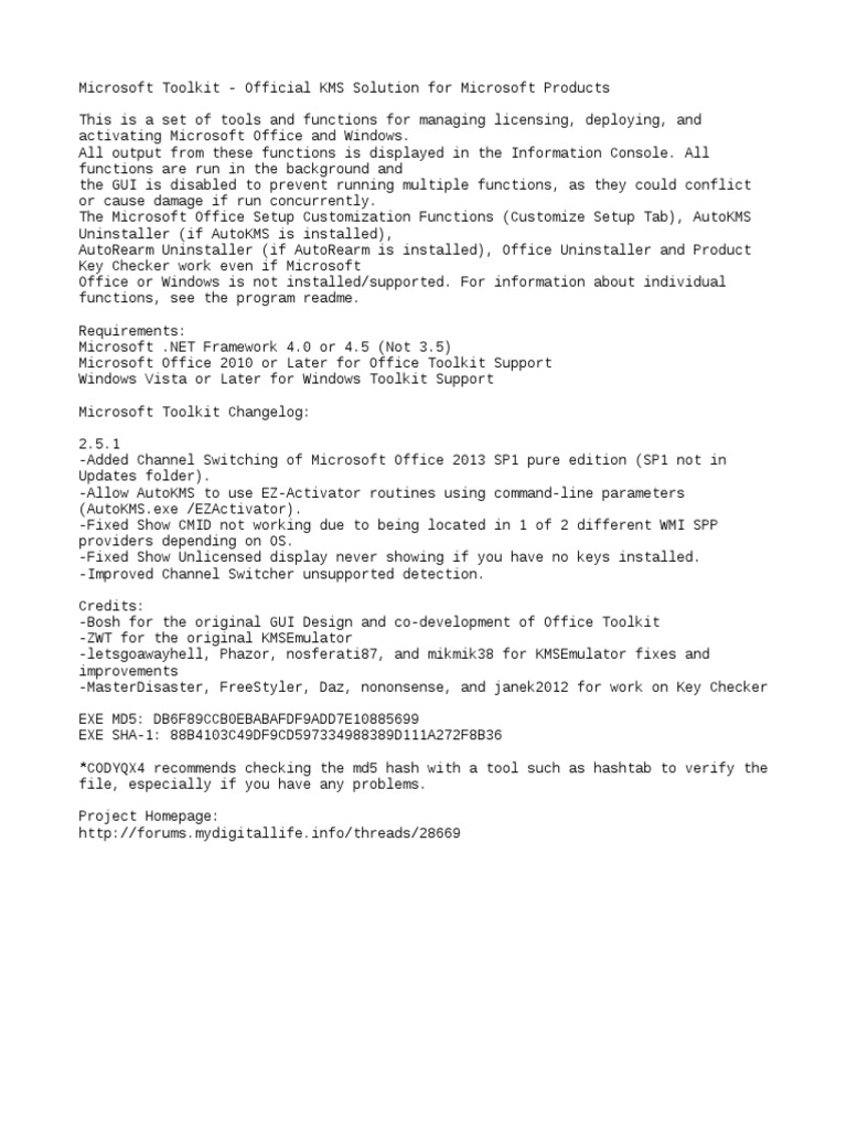 Microsoft Toolkit: KMS Activation Tool | PDF | Microsoft Windows ...