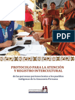 Protocolo para la atención y registro intercultural de las personas pertenecientes a los pueblos indígenas de la Amazonía