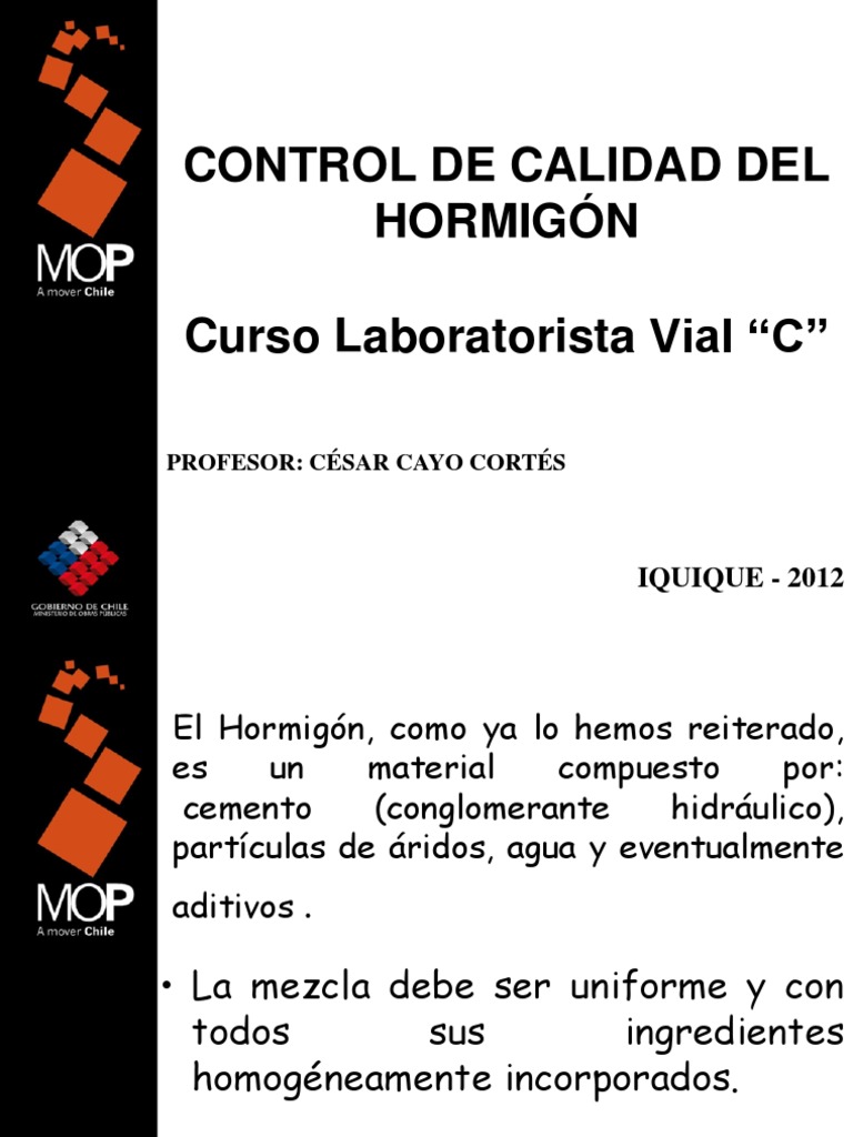 Control de Calidad del Hormigón MOP | PDF | Hormigón | Cemento
