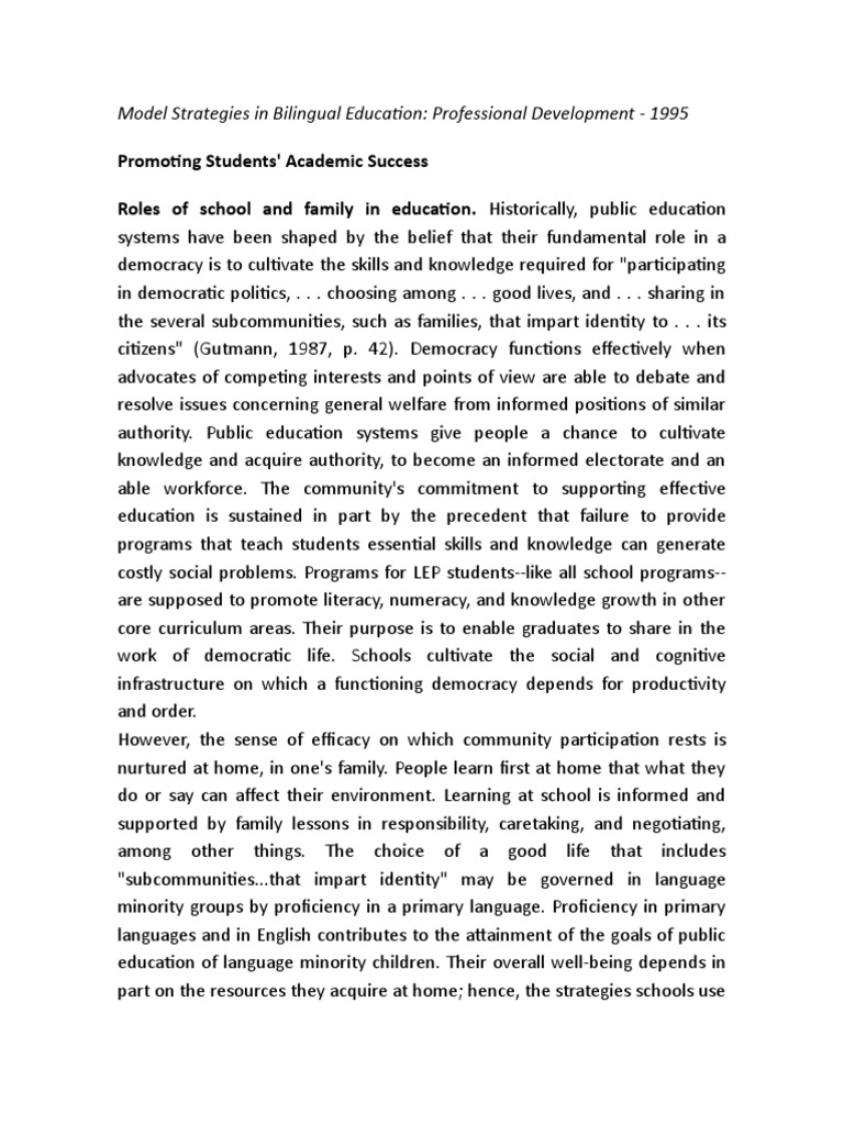 Effective Strategies for Bilingual Education | PDF | English As A ...