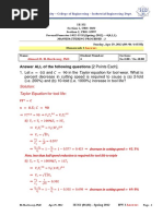 Answer ALL of The Following Questions (2 Points Each) .: Solution: Taylor Equation For Tool Life