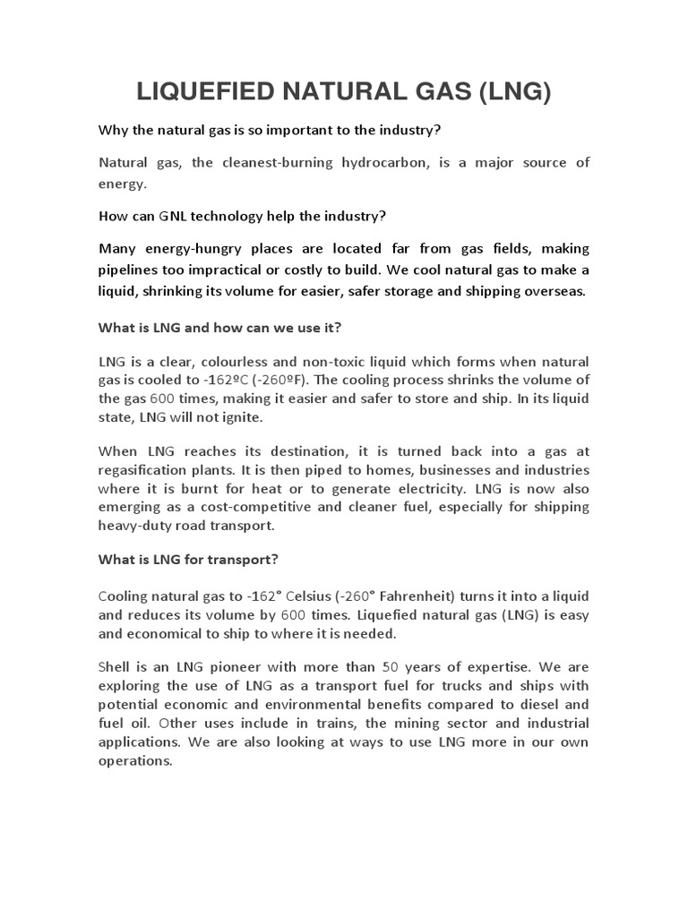 Liquefied Natural Gas (LNG) | PDF | Liquefied Natural Gas | Chemical ...