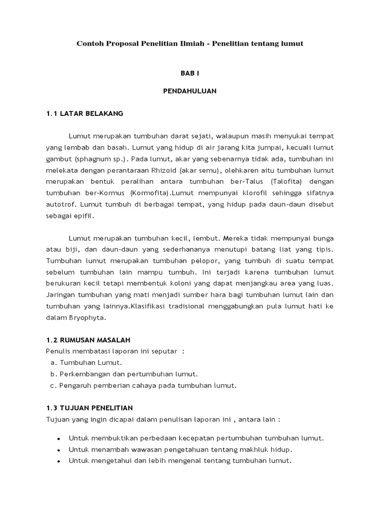 Contoh Proposal Penelitian Ilmiah