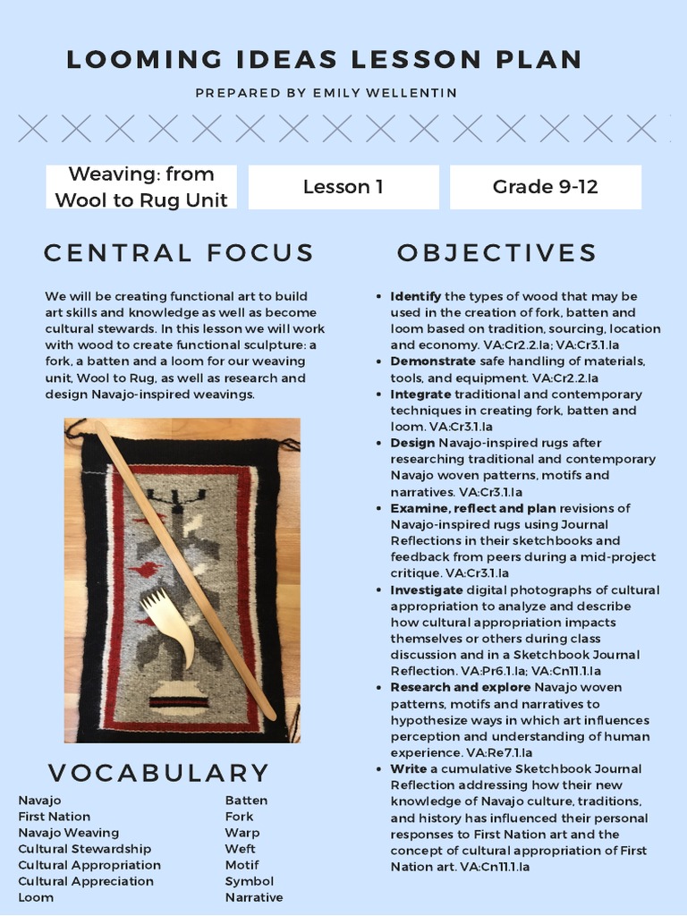 Looming Ideas Lesson Plan Weaving From Wool To Rug Unit Lesson 1