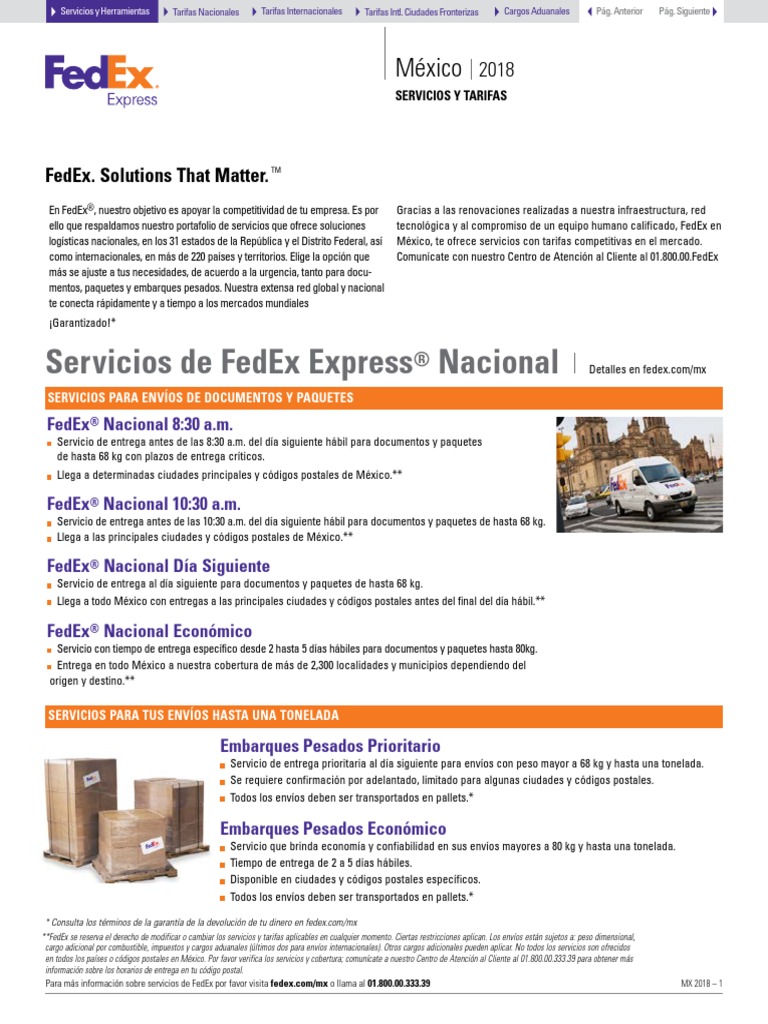 Tarifas Fedex Mx Es 2018 Fed Ex Kilogramo