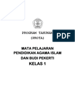 PROTA MATA PELAJARAN PENDIDIKAN AGAMA ISLAM DAN BUDI PEKERTI KELAS 1