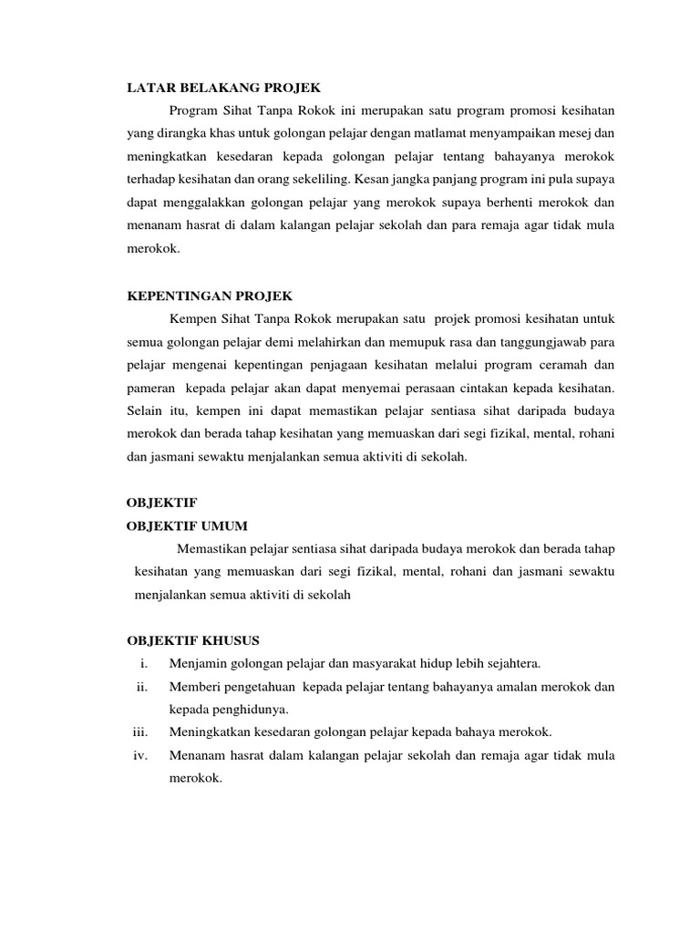 Latar Belakang Projek Pdf