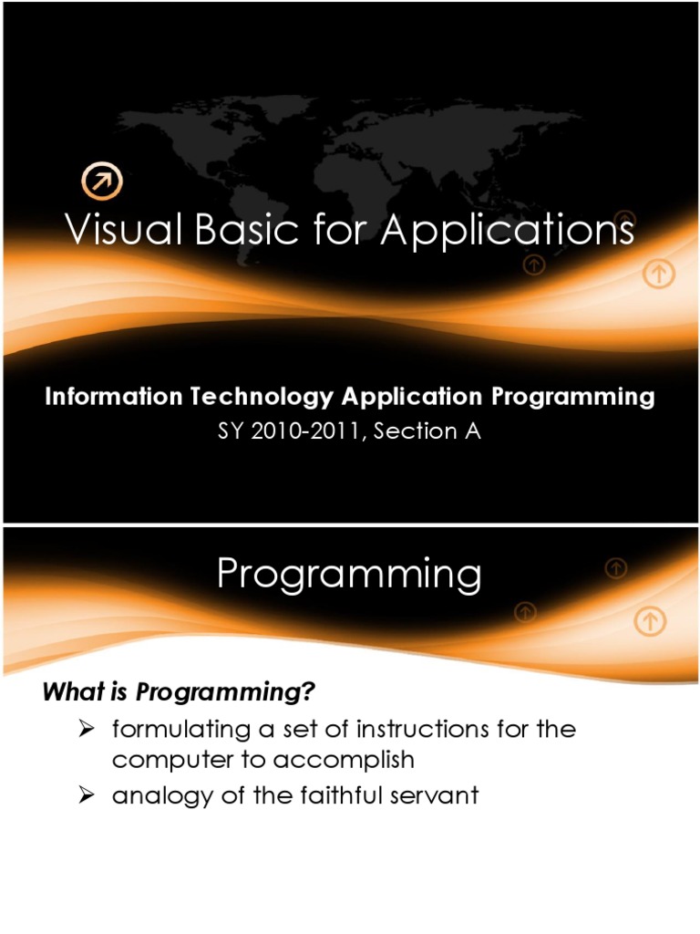 Visual Basic For Applications: Information Technology Application ...