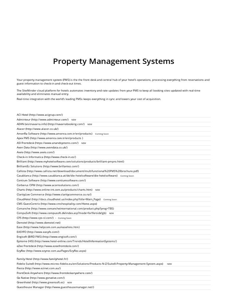 LIST OF HOTEL PROPERTY MANAGEMENT SYSTEMS visual data 2