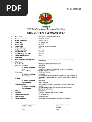 Contoh Sijil Berhenti Sekolah2017 Pdf