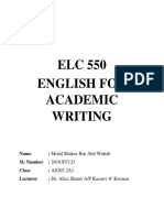 ELC 550 English For Academic Writing