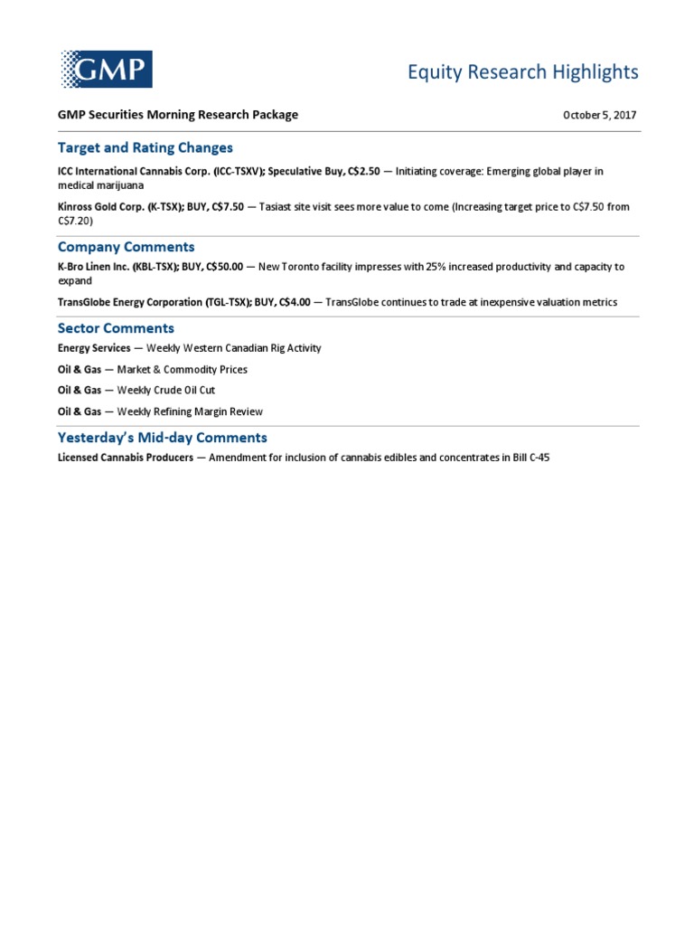 ICC GMP Initiating Coverage Report Oct 5 2017 PDF Medical