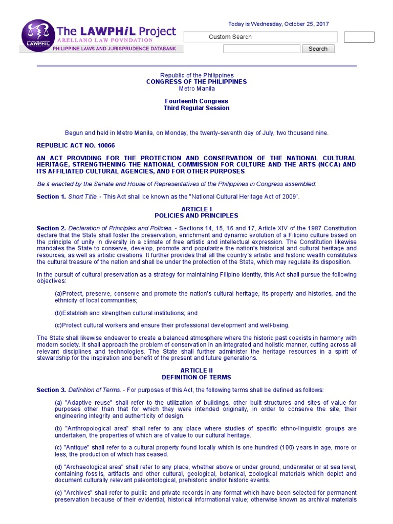 Image showcasing An Act Providing For The Protection and Conservation of The National ...