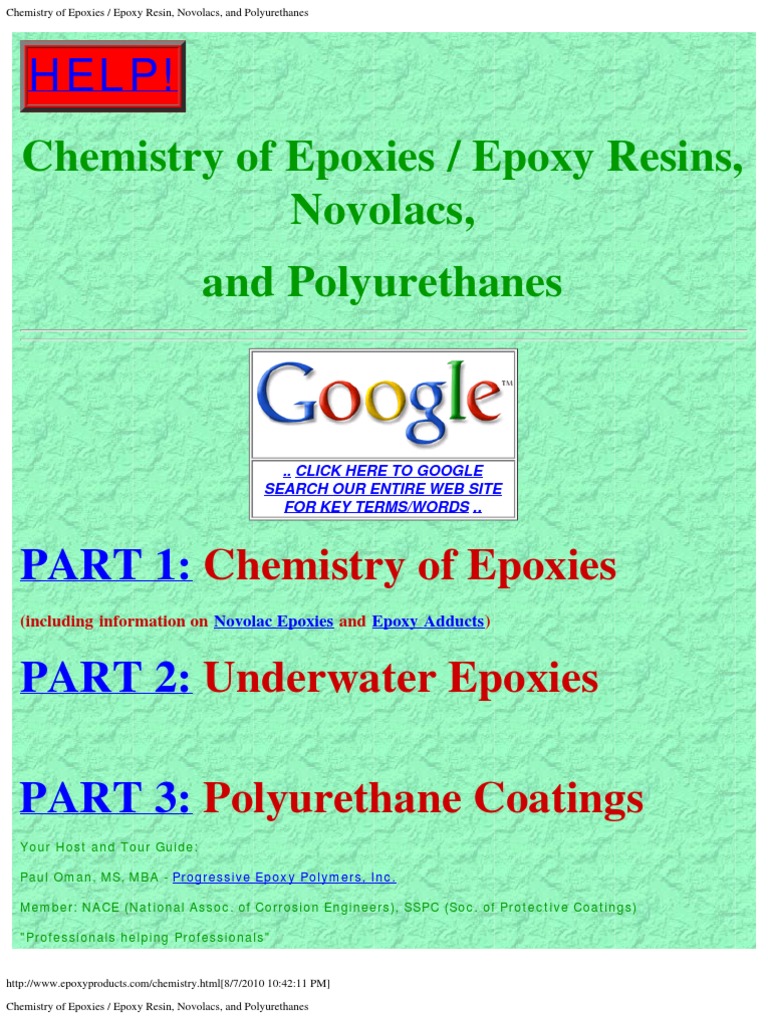 Chemistry of Epoxies - Epoxy Resin, Novolacs, and Polyurethanes | PDF ...