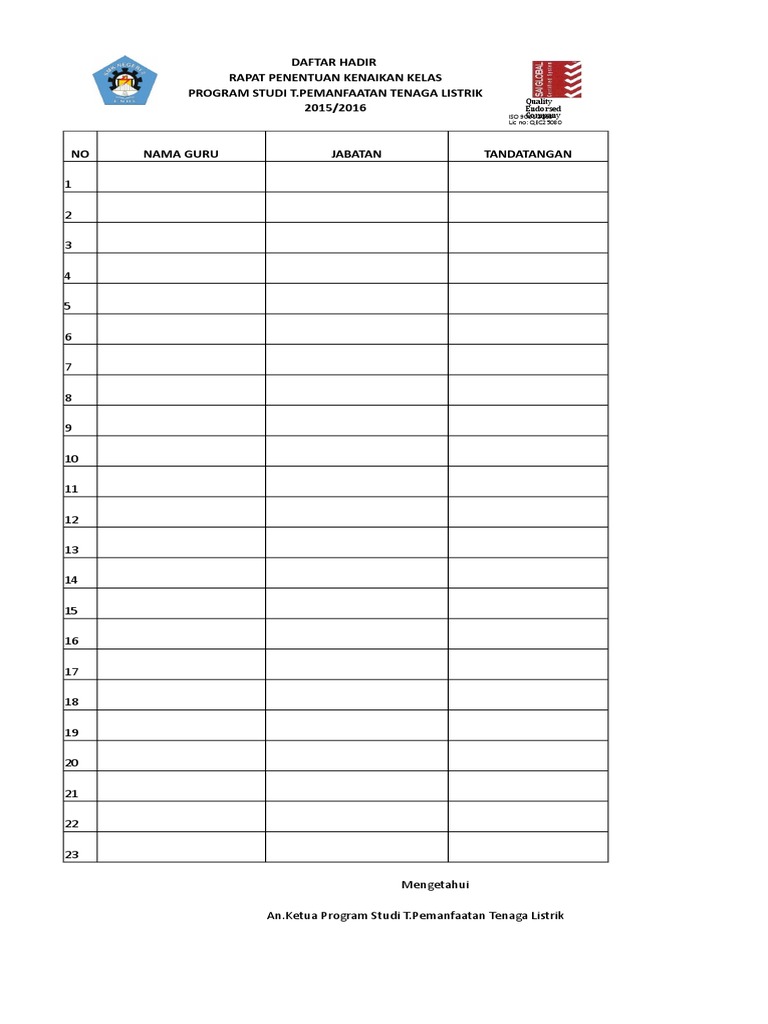 Daftar Hadir