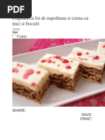 Prajitura Cu Foi de Napolitana Si Crema Cu Nuci Si Biscuiti