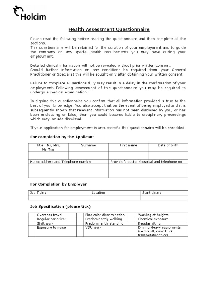 Health Assessment Questionnaire-English NEW-1 | PDF | Urinary Tract ...