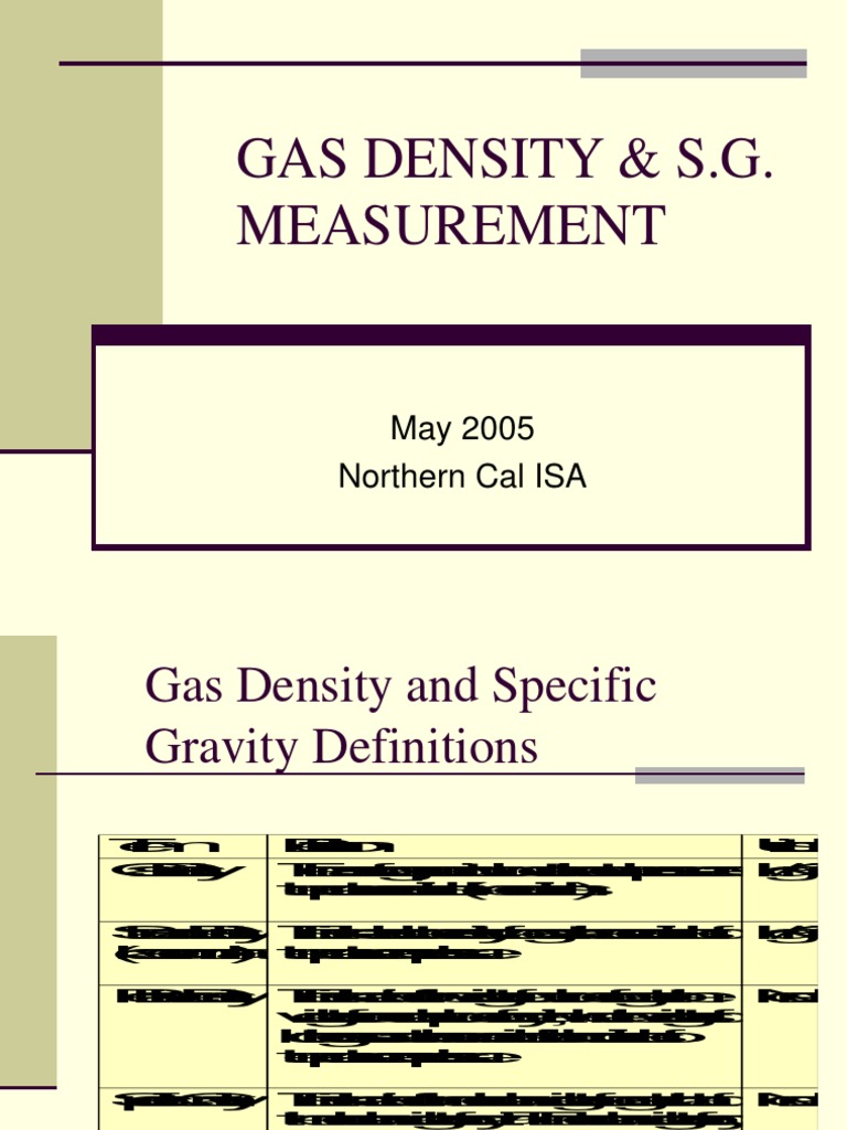 Gas Density and Specific Gravity Overview | PDF | Density | Gases