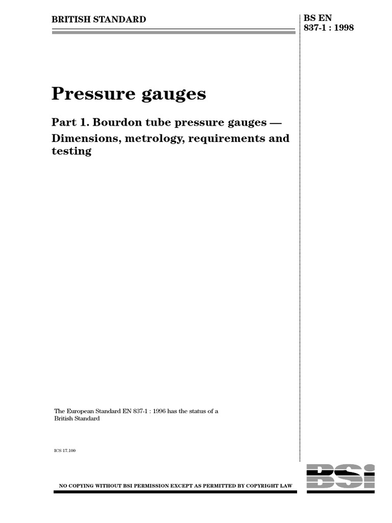 En 837-1 | PDF | Pressure Measurement | Pascal (Unit)