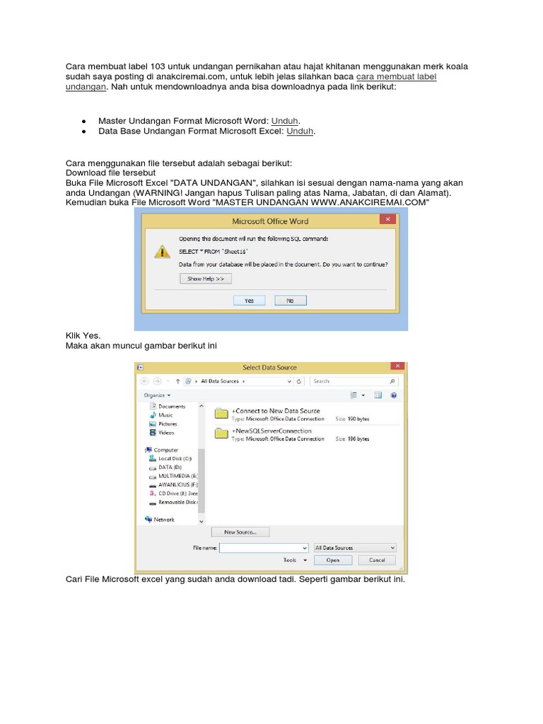 Cara Membuat Label Nama Di Undangan With File