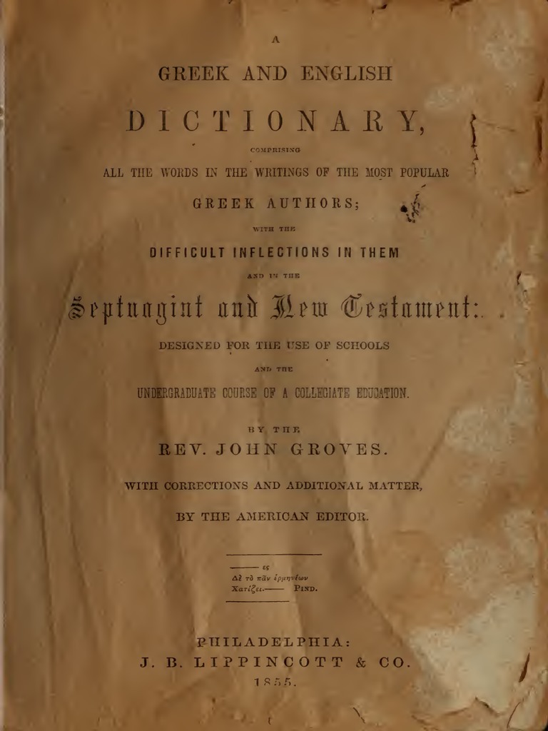 A Greek and English Dictionary 1855 PDF English Language
