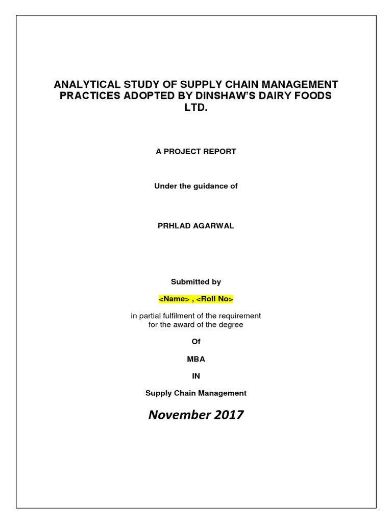 Dinshaw's Dairy Supply Chain Analysis | PDF | Dairy | Industries