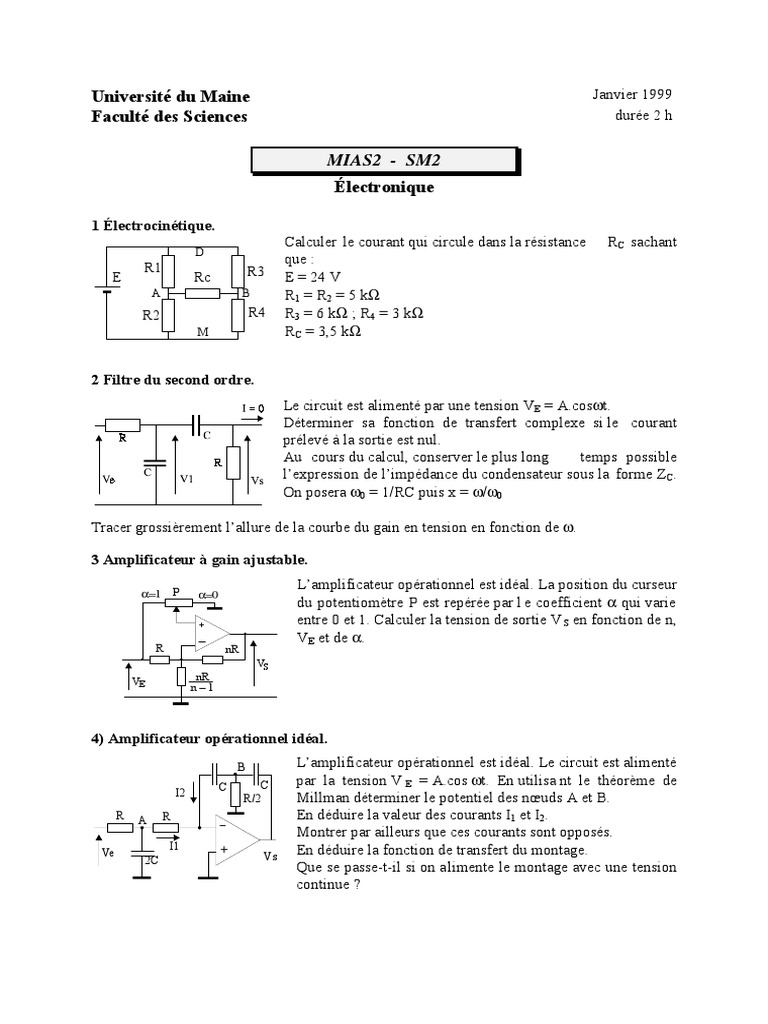 Comment Etablir Un Schema Equivalent De Montage à Transistor Exercice Correction PDF | PDF | Amplificateur opérationnel | Amplificateur  électronique
