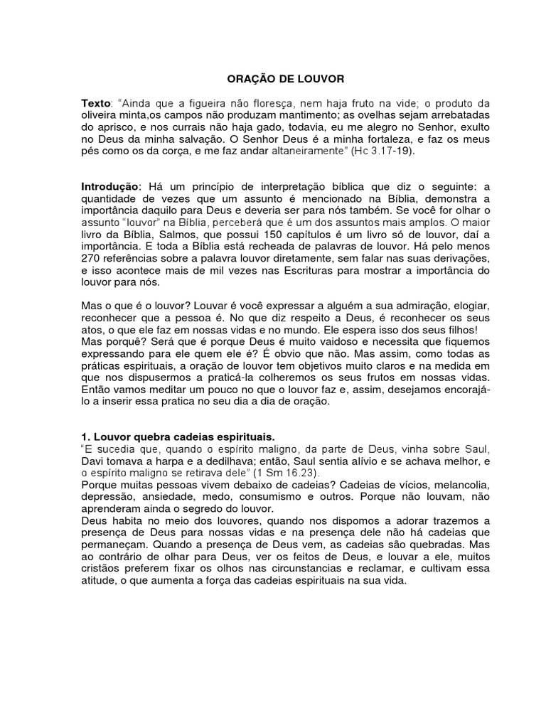 01oração de louvor Altaneiramente o que é