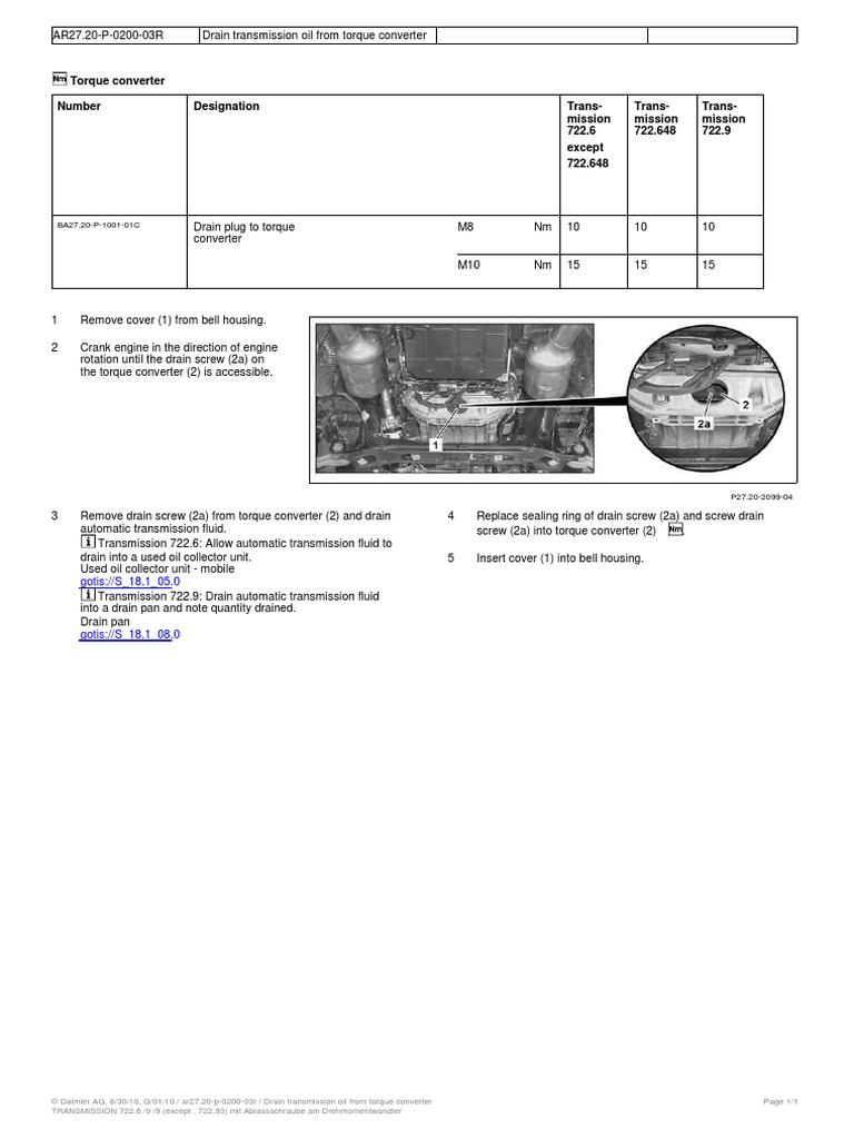 Drain Transmission Oil From Torque Converter PDF PDF Transmission