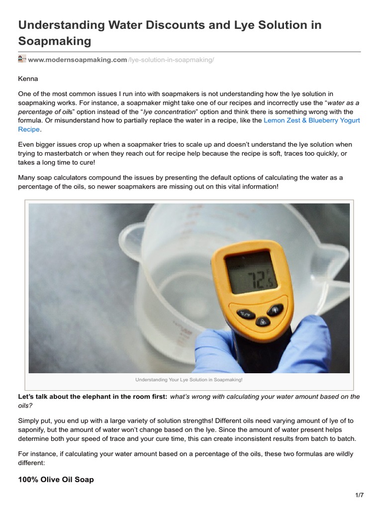Understanding Water Discounts and Lye Solution in Soapmaking PDF