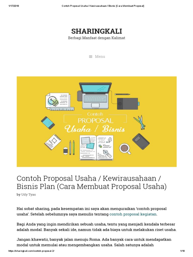 Contoh Proposal Usaha - Kewirausahaan - Bisnis (Cara Membuat Proposal ...